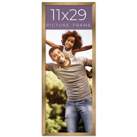 11x29 Frame Gold Bronze Solid Wood Picture Frame Width 0.75 Inches | Interior Frame Depth 0.5