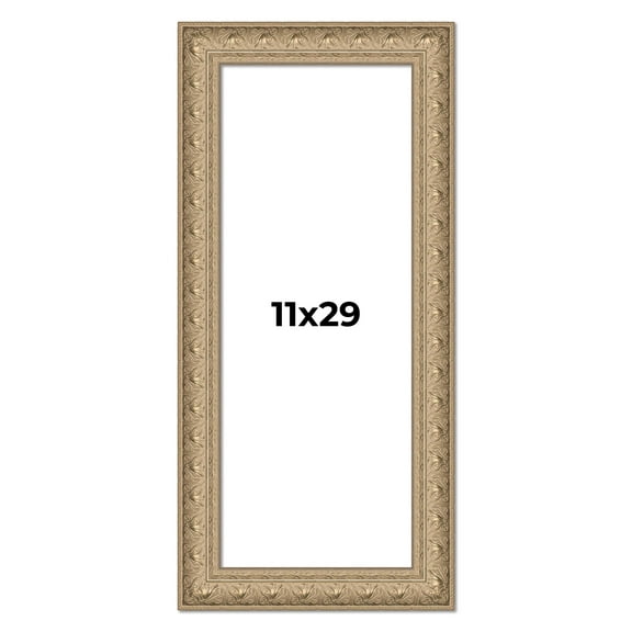 11x29 Frame Ornate Silver Beaded Solid Wood Picture Frame Width 2.5 Inches | Interior Depth 1