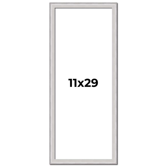 11x29 Frame Silver Inner Slope Bevel Picture Frame | 1 Inch Moulding Width | 0.75 Inch Rabbet Depth