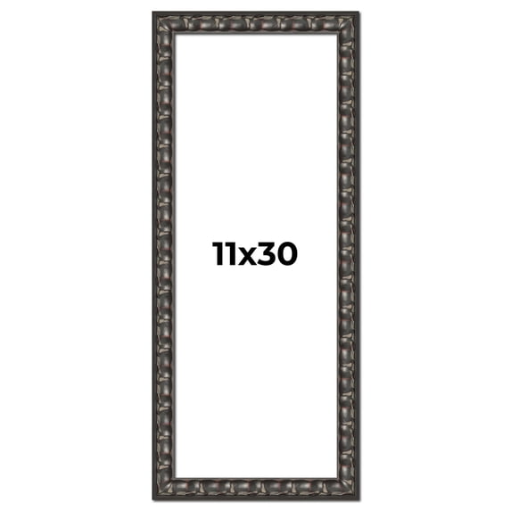 11x30 Frame Black-Brown Medieval Solid Wood Picture Frame | 1.5 Inch Moulding Width | Gotham
