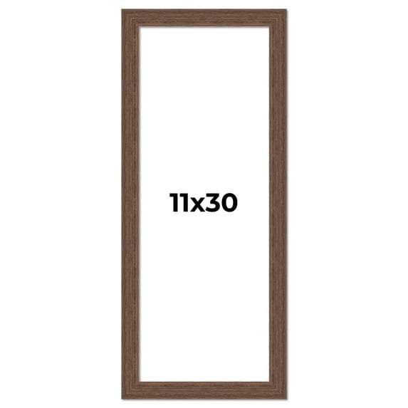 11x30 Frame Brown Farmhouse Solid Wood Picture Frame Width 1.5 Inches | Interior Frame Depth 0.5