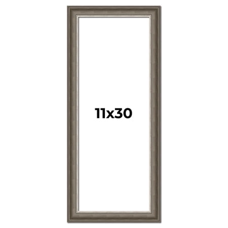 11x30 Frame Brown Solid Wood Picture Frame | 1.75 Inch Moulding Width | Austin Frame Complete with
