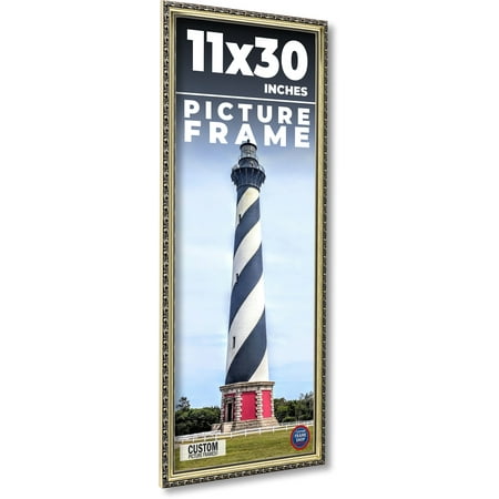 11x30 Frame Silver Solid Wood Picture Frame Width 1.125 Inches | Interior Frame Depth 0.375 Inches