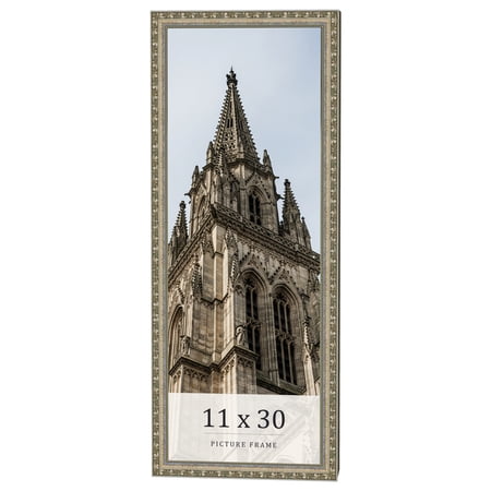 11x30 Frame Silver Solid Wood Picture Frame Width 1.125 Inches | Interior Frame Depth 0.375 Inches