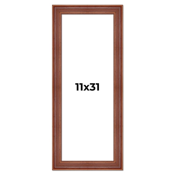 11x31 Frame Brown Old Farmhouse Waxed Board 2" Wide Wood Frame Width 2 Inches | Interior Depth 0.5