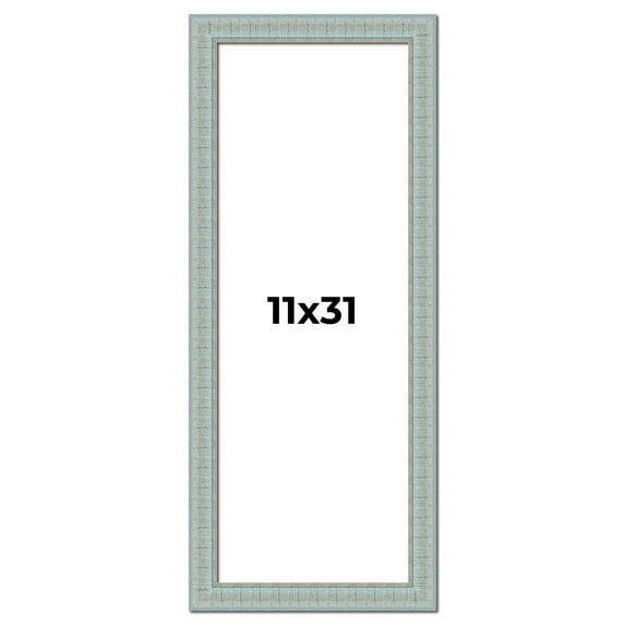 11x31 Frame Blue Teal Distressed Solid Wood Picture Frame | 1.625 Inch Moulding Width | Sonoma Blue