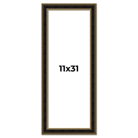 11x31 Frame Gold Antique Vintage Sold Wood Picture Frame | 1.75 Inch Moulding Width | Interior