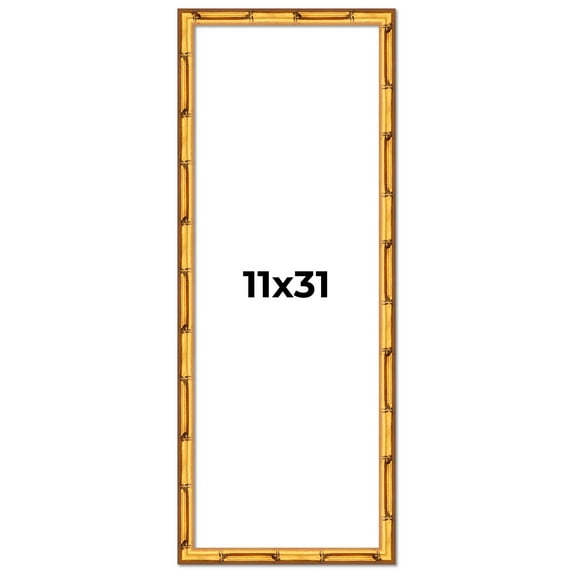 11x31 Frame Gold Bamboo Solid Wood Picture Frame | 1 Inch Moulding Width | Interior Frame Depth