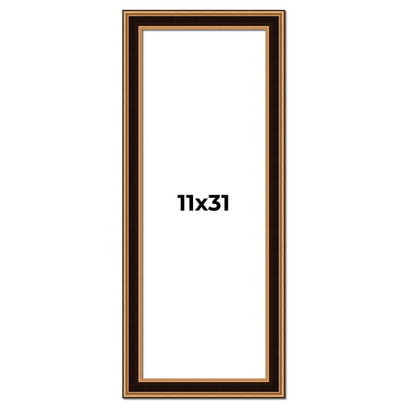 11x31 Frame Gold Brown Plein Air Vintage Solid Wood Picture Frame | 1.75 Inches Moulding Width |