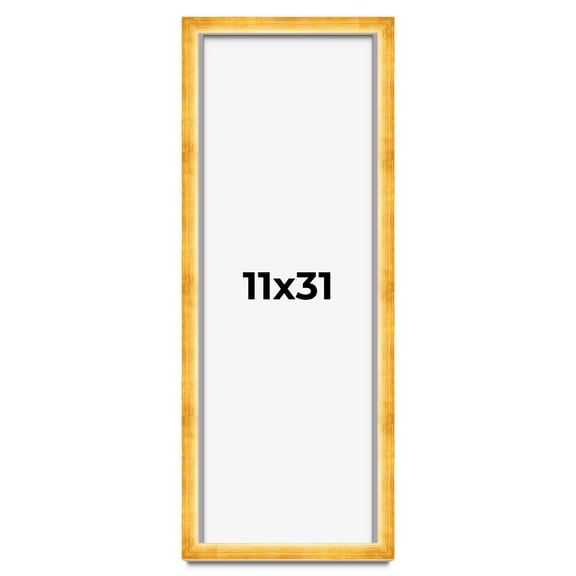 11x31 Shadow Box Frame Gold | 1.625 Inches Deep Real Wood Traditional Shadowbox Display Frame | UV