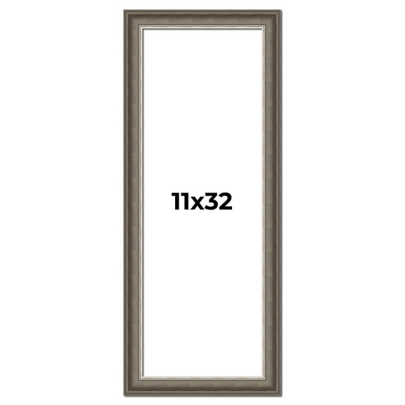 11x32 Frame Brown Solid Wood Picture Frame | 1.75 Inch Moulding Width | Austin Frame Complete with