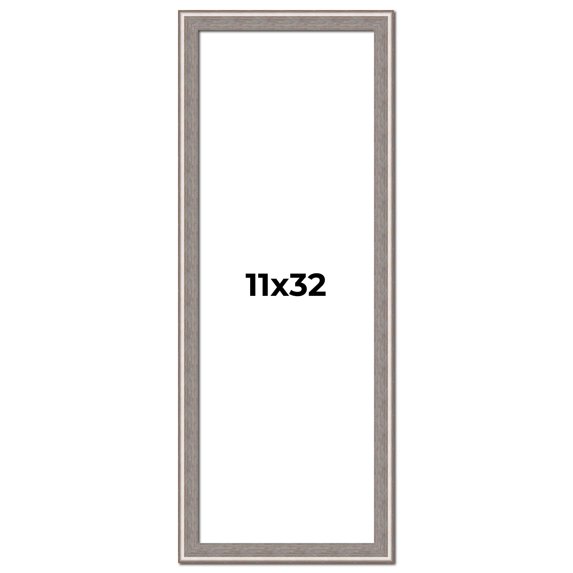 11x32 Frame Grey Real Wood Picture Frame Width 1.25 inches | Interior Frame Depth 0.5 inches | Hans