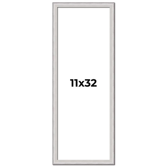 11x32 Frame Silver Inner Slope Bevel Picture Frame | 1 Inch Moulding Width | 0.75 Inch Rabbet Depth