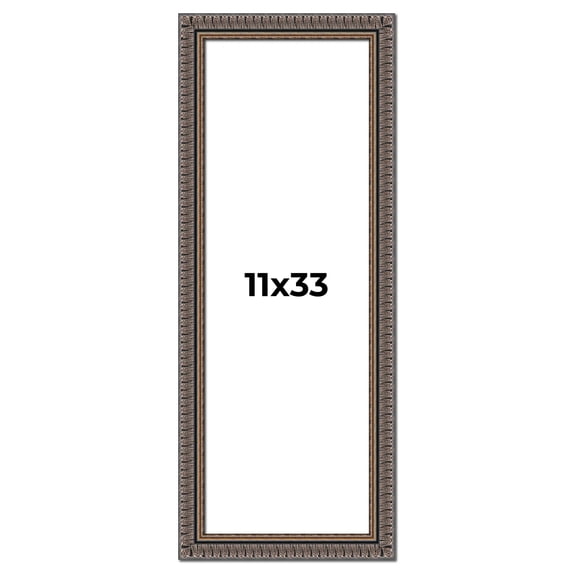 11x33 Frame Black Feather Payton Ornate Solid Wood Picture Frame Width 1.75 Inches | Interior Depth