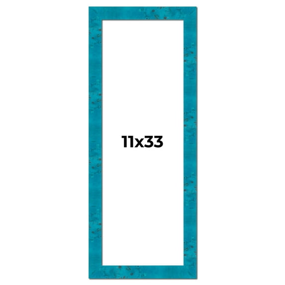 11x33 Frame Blue Teal Burl Wood Picture Frame | 1.75 Inch Moulding Width | Interior Frame Depth 0.5