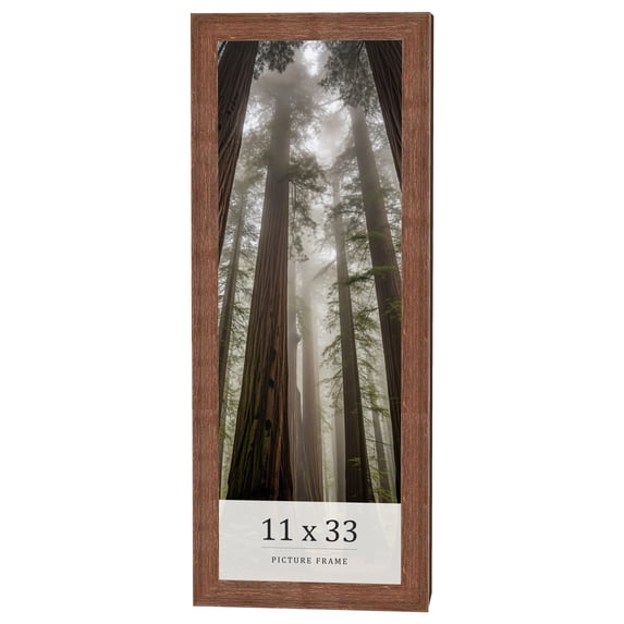 11x33 Frame Brown Farmhouse Solid Wood Picture Frame Width 1.5 Inches | Interior Frame Depth 0.5