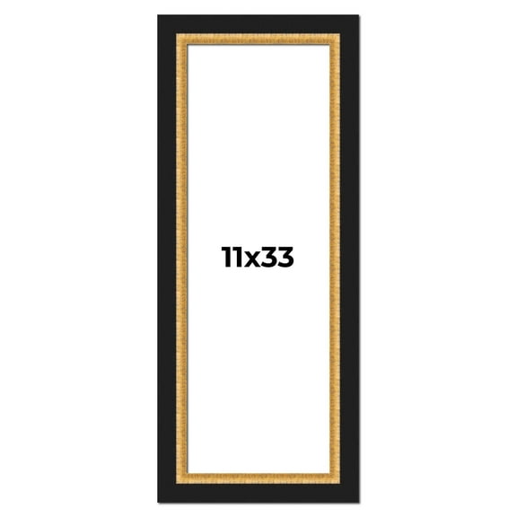 11x33 Frame Gold Real Wood Picture Frame Width 2.25 Inches | Interior Frame Depth 0.5 Inches |