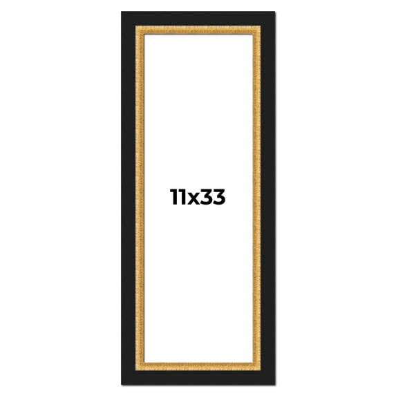 11x33 Frame Gold Real Wood Picture Frame Width 2.25 Inches | Interior Frame Depth 0.5 Inches |