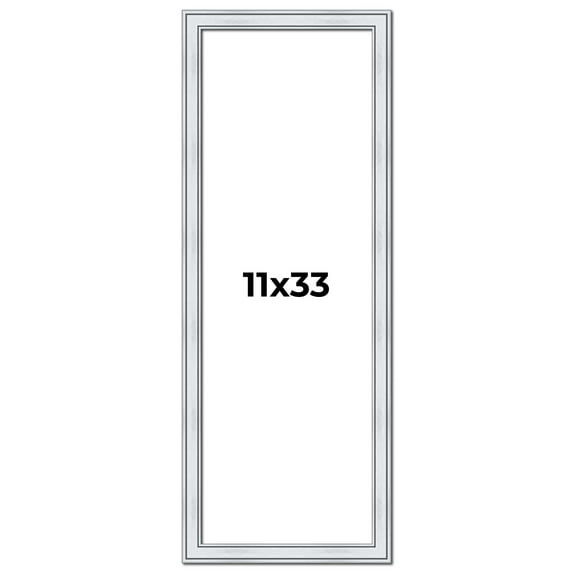 11x33 Frame Sterling Silver Solid Wood Picture Frame | 1.25 Inch Moulding Width | 0.75 Inch