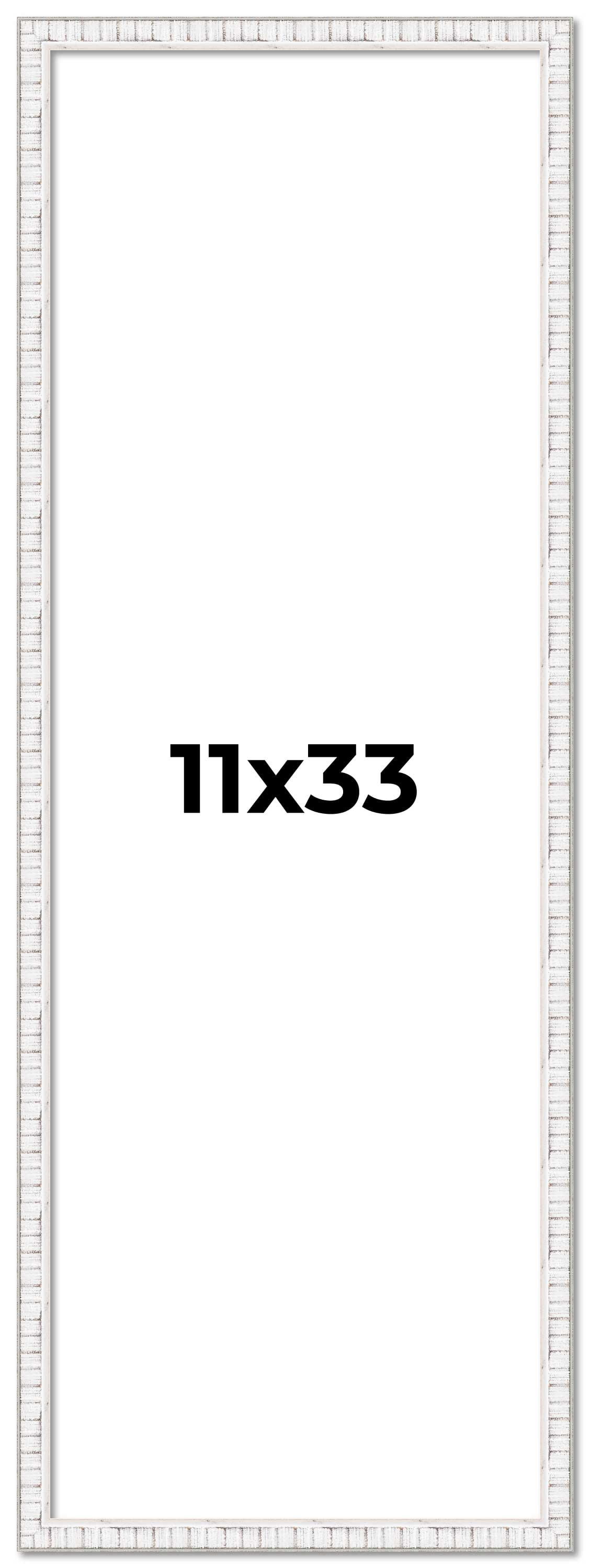 11x33 Frame White Scuffed Rustic Solid Wood Picture Frame | 0.75 Inch ...