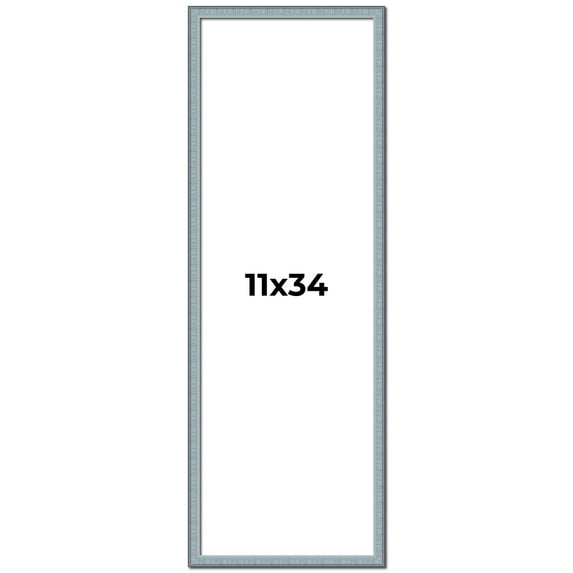 11x34 Frame Blue Scuffed Farm Board Solid Wood Picture Frame Width 0.75 Inches | Interior Depth 0.5
