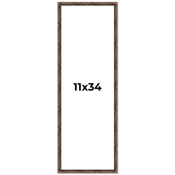 11x34 Frame Brown Bamboo with Dark Coffee/Walnut Finish | Solid Wood Picture Frame Width 0.75