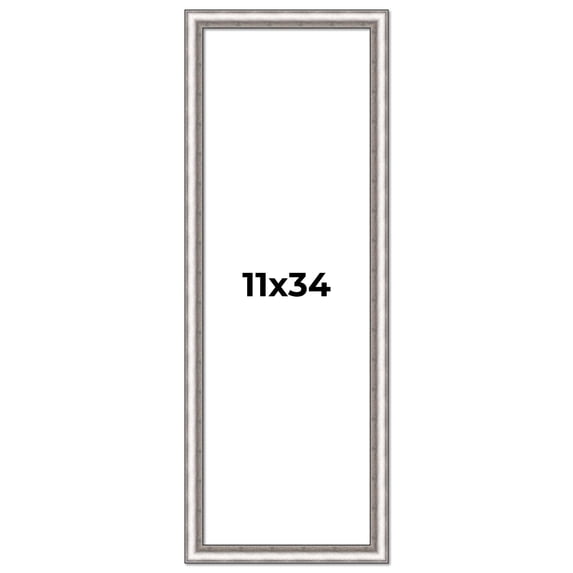 11x34 Frame Silver Real Wood Picture Frame Width 1.25 Inches | Interior Frame Depth 0.5 Inches |