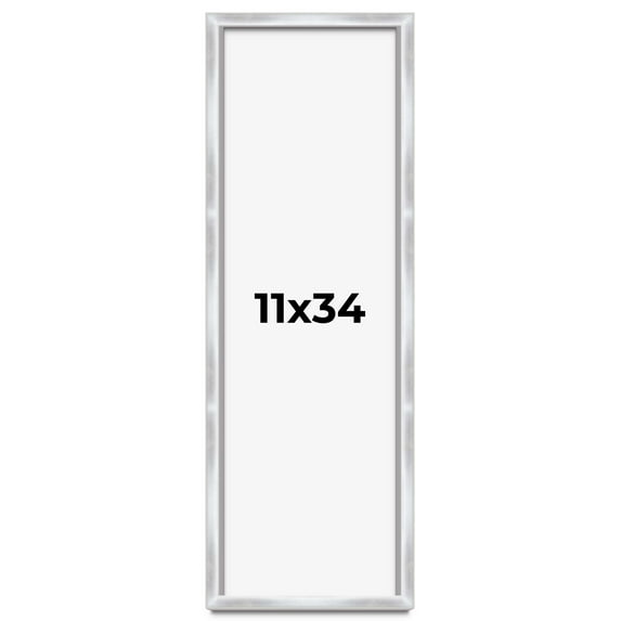 11x34 Frame Silver Whitewashed Wood Grain Solid Wood Shadow Box | 0.75 Inch Moulding Width | 0.75