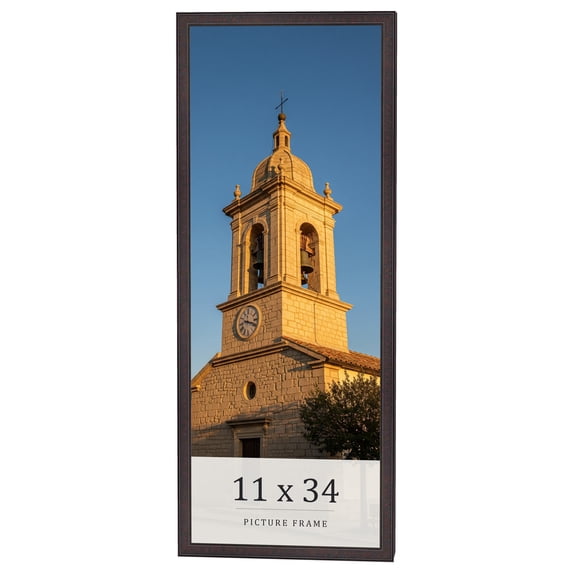 11x34 Rustic Brown Real Wood Picture Frame Width 0.75 inches | Interior Frame Depth 0.5 inches |