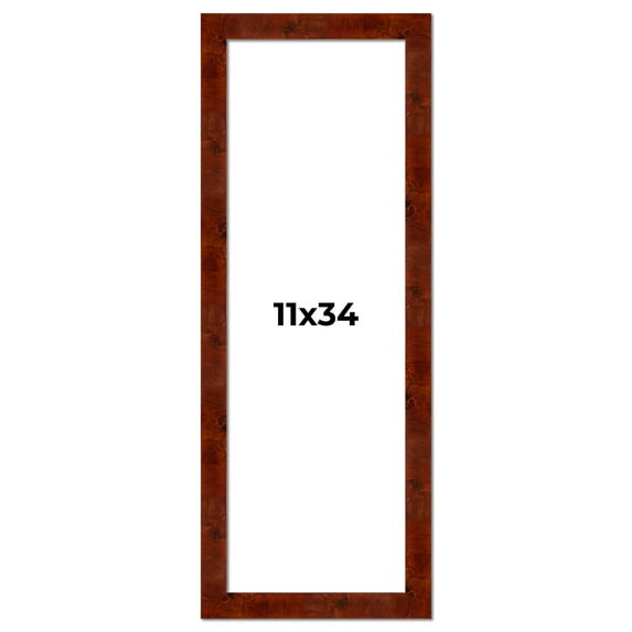 11x34 Walnut Brown Veneer Real Wood Picture Frame Width 1.75 inches | Interior Frame Depth 0.5