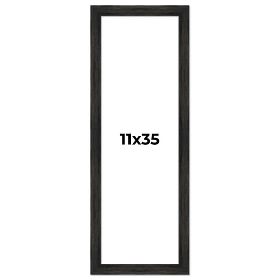 11x35 Frame Black Rustic Barnwood Solid Wood Picture Frame | 1.5 Inch Moulding Width | Includes UV
