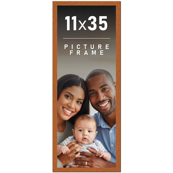 11x35 Frame Honey Pecan Brown Picture Frame - Modern Photo Frame Includes UV Acrylic Shatter Guard