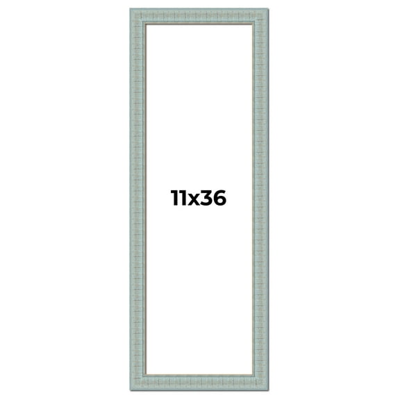 11x36 Frame Blue Teal Distressed Solid Wood Picture Frame | 1.625 Inch Moulding Width | Sonoma Blue