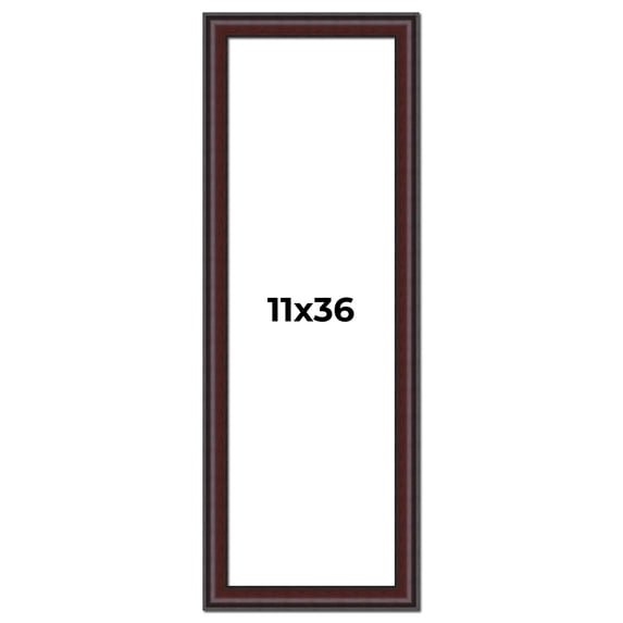 11x36 Frame Brown Round Mahogany Solid Wood Picture Frame | 1.625 Inch Moulding Width | with UV
