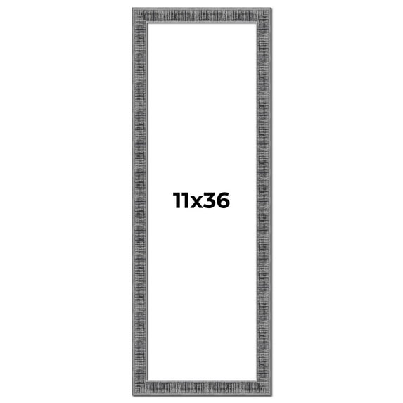 11x36 Frame Silver Black Rustic Sonoma Solid Wood Picture Frame | 1.5 Inch Moulding Width |