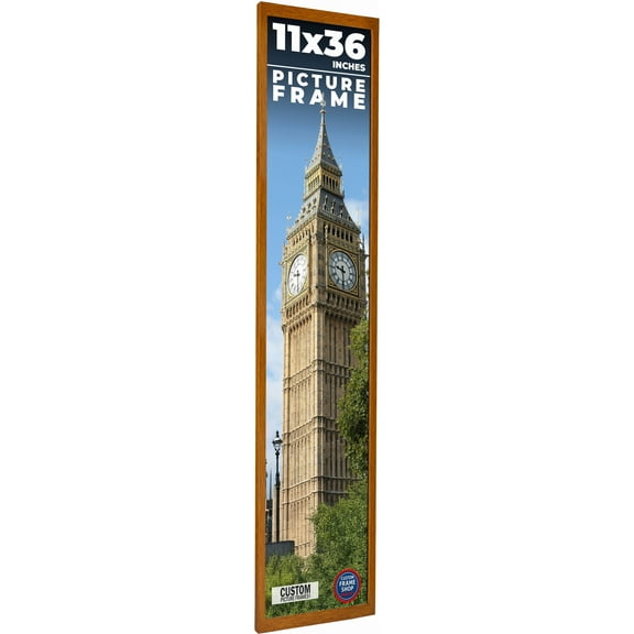 11x36 Honey Brown Real Wood Picture Frame Width 0.75 inches | Interior Frame Depth 0.5 inches |