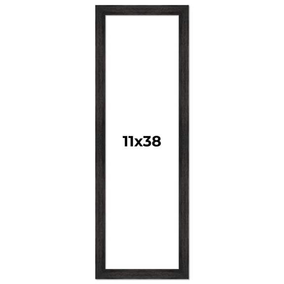 11x38 Frame Black Rustic Barnwood Solid Wood Picture Frame | 1.5 Inch Moulding Width | Includes UV