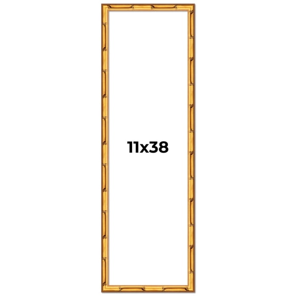 11x38 Frame Gold Bamboo Picture Frame - Complete Modern Photo Frame Includes UV Acrylic Shatter