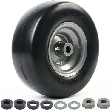 2 Pack 11x4.00-5 Flat-Free Smooth Tires With White Steel Rims - For Zero Turn Mowers - Horseshoe WG110957Q2