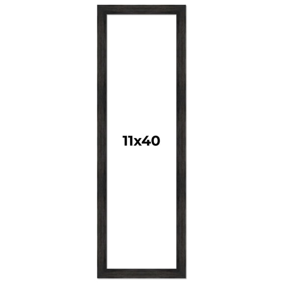 11x40 Frame Black Rustic Barnwood Solid Wood Picture Frame | 1.5 Inch Moulding Width | Includes UV