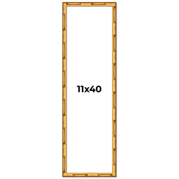 11x40 Frame Gold Bamboo Solid Wood Picture Frame | 1 Inch Moulding Width | Interior Frame Depth