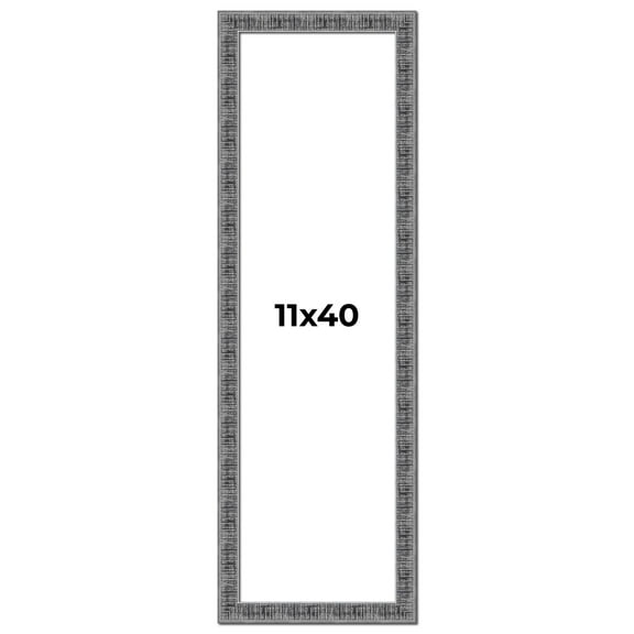11x40 Frame Silver Black Rustic Sonoma Solid Wood Picture Frame | 1.5 Inch Moulding Width |