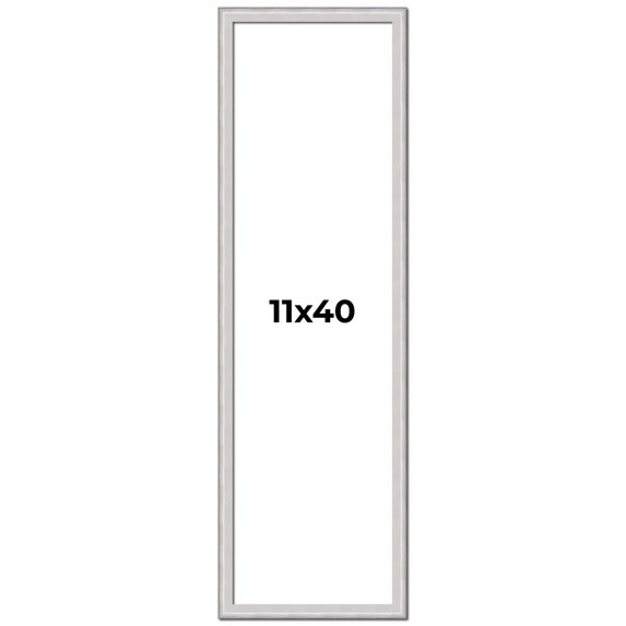 11x40 Frame Silver Inner Slope Bevel Picture Frame | 1 Inch Moulding Width | 0.75 Inch Rabbet Depth
