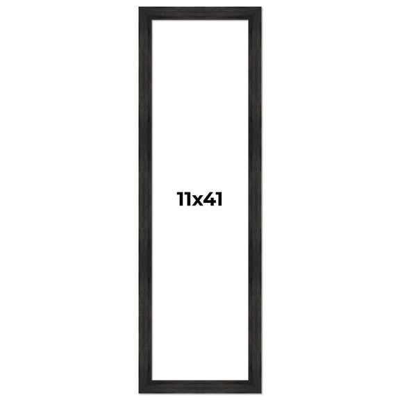 11x41 Frame Black Rustic Barnwood Solid Wood Picture Frame | 1.5 Inch Moulding Width | Includes UV
