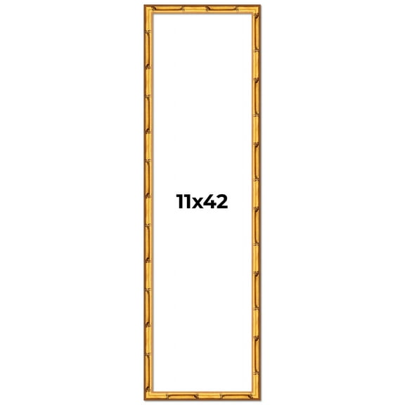 11x42 Frame Gold Bamboo Picture Frame - Complete Modern Photo Frame Includes UV Acrylic Shatter