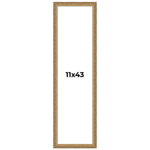 11x43 Frame Gold Solid Wood Picture Frame Width 1.25 Inches | Interior Frame Depth 0.375 Inches |