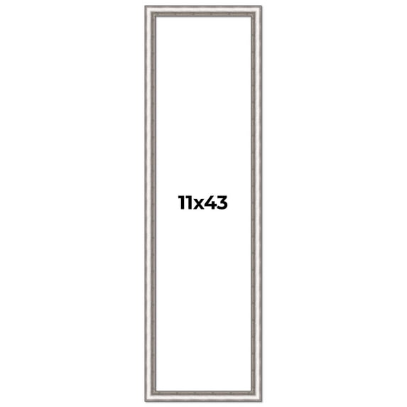 11x43 Frame Silver Real Wood Picture Frame Width 1.25 Inches | Interior Frame Depth 0.5 Inches |