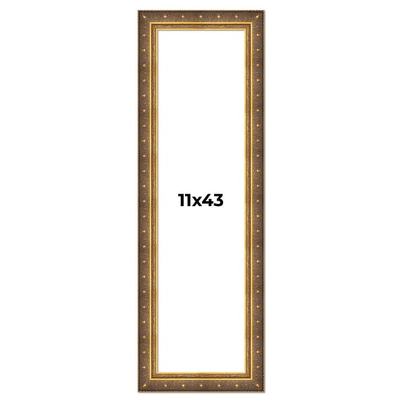 11x43 Frame Vintage Gold Solid Wood Picture Frame | 2.5 Inch Moulding Width | Ornate Bronze Museo