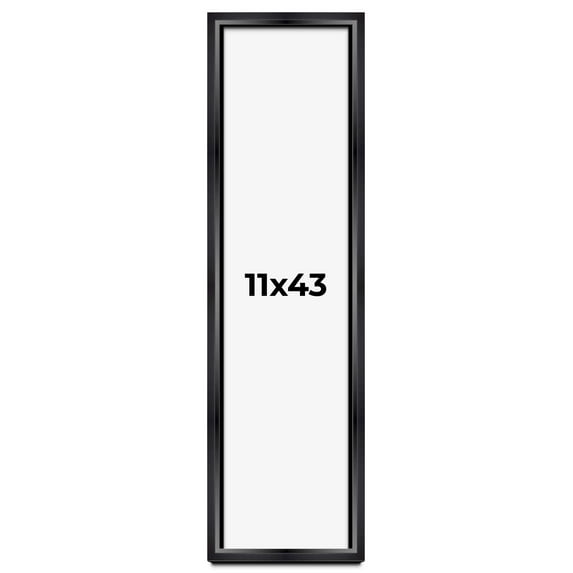 11x43 Shadow Box Frame Black | 1.25 inches Deep Real Wood Contemporary Shadowbox Display Frame | UV