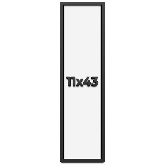 11x43 Shadow Box Frame Black | 1 inches Deep Real Wood Contemporary Shadowbox Display Frame | UV